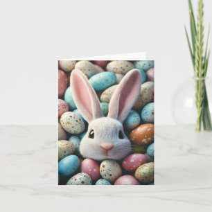 Cute Påskhare Eggs Card Kort