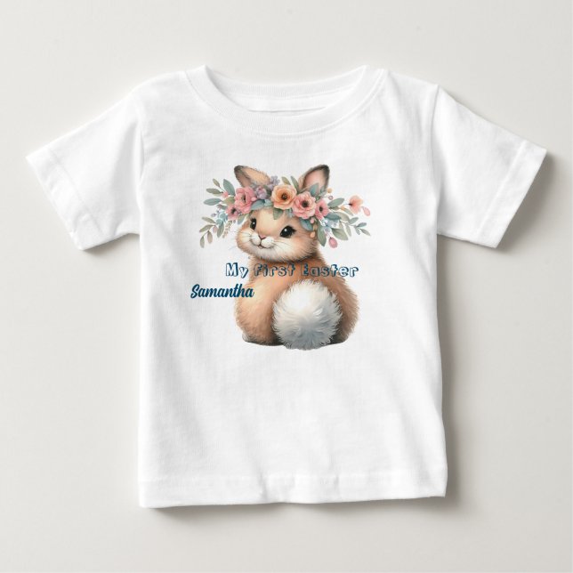 Cute Påskhare först Påsk. Redigerbar T Shirt (Framsida)