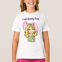 Cute Påskhare Girl Design, Coola Påsk T-Shirt