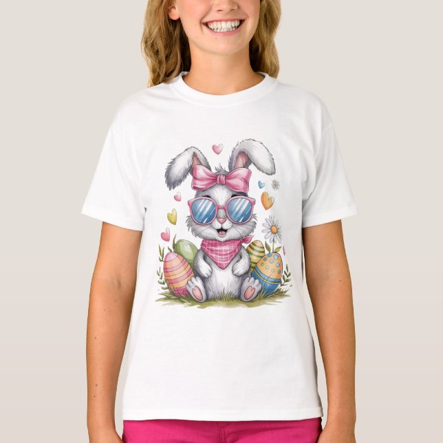 Cute Påskhare Hipster Bunny T Shirt (Framsida)