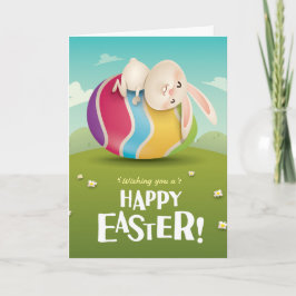 Cute Påskhare Hugger Stripe Egg Helgkort