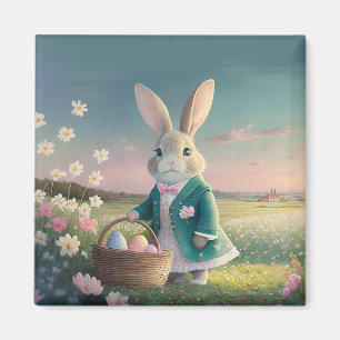 Cute Påskhare i lilla blåa jacka Magnet