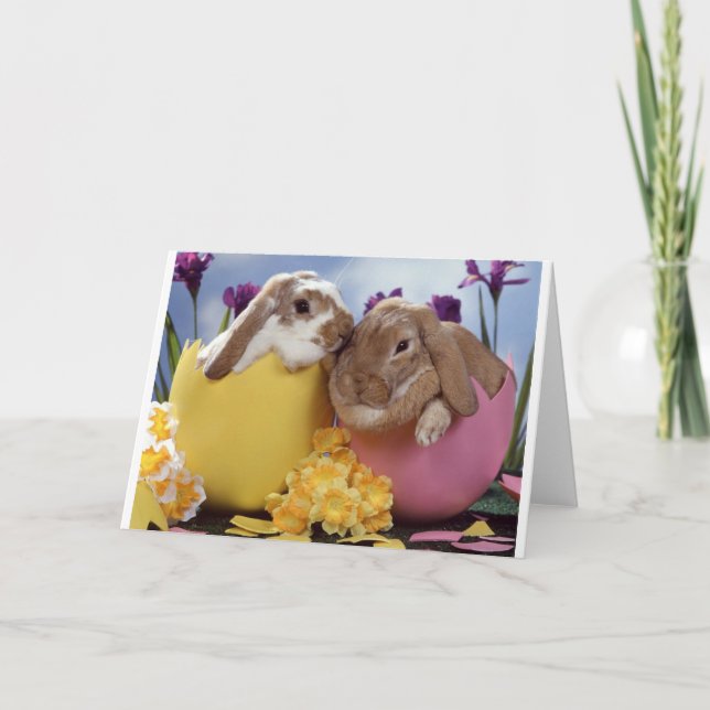 Cute Påskhare inuti ägg Helgkort (Framsida)