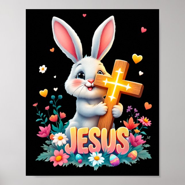 Cute Påskhare Jesus Faith Kor Christian Poster (Framsidan)