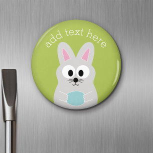 Cute Påskhare med ägg och eget namn Magnet