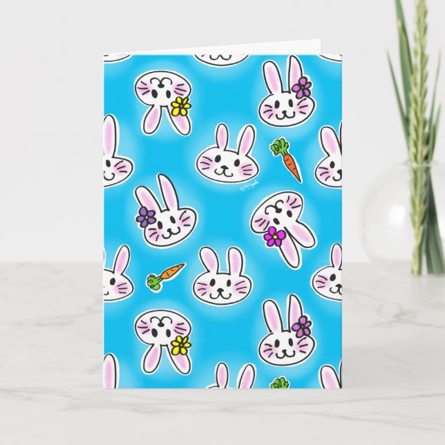 Cute Påskhare Mönster Helgkort (Framsida)