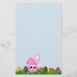 Cute Påskhare och ägg i gräs Brevpapper