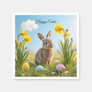 Cute Påskhare och Daffodil Pappersservett