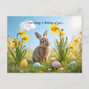 Cute Påskhare och Daffodil Vykort
