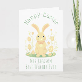 Cute Påskhare och Guld Eggs Bästa lärare någonsin Kort