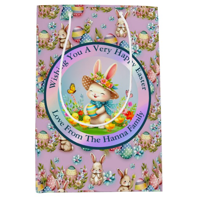 Cute Påskhare och Lycklig Vår blommor Helgdag (Framsidan)