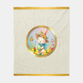 Cute Påskhare och Lycklig Vår blommor Helgdag Fleecefilt