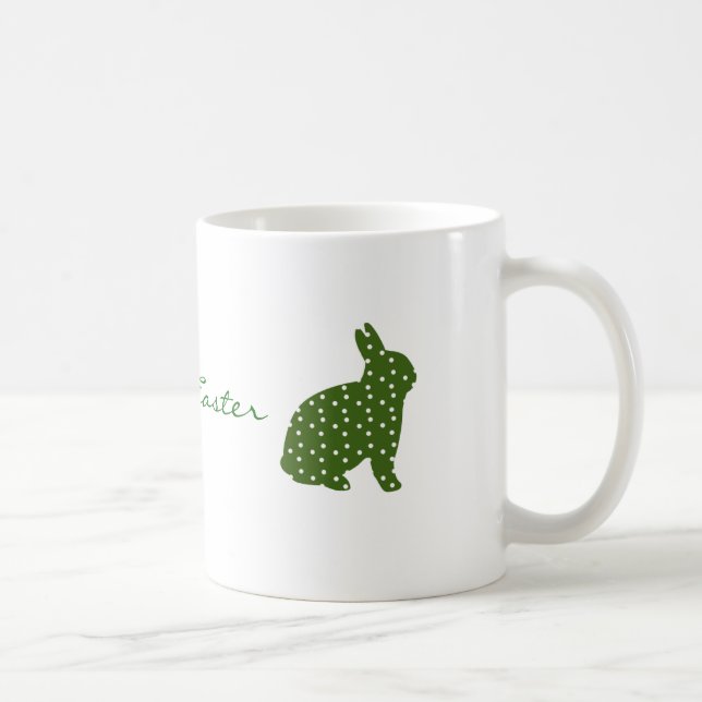 Cute Påskhare oliv grönt med vita prickar Kaffemugg (Höger)