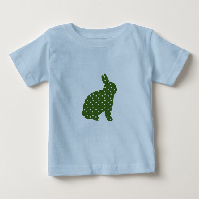 Cute Påskhare oliv grönt med vita prickar T Shirt (Framsida)