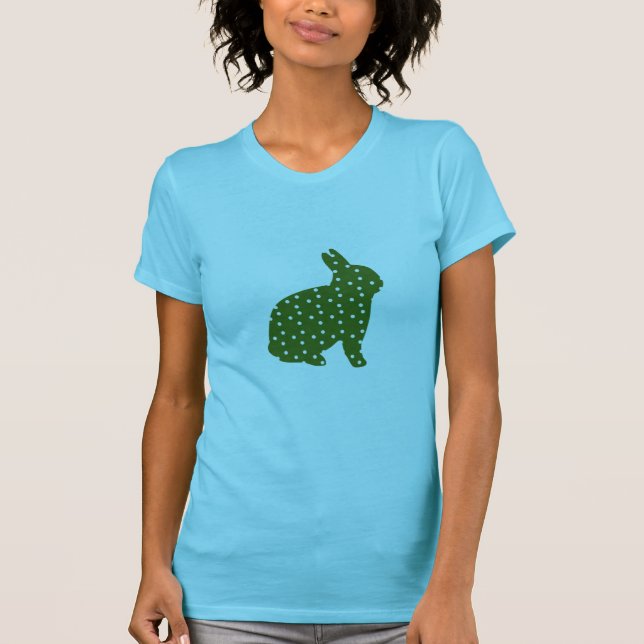 Cute Påskhare oliv grönt med vita prickar Tee Shirt (Framsida)