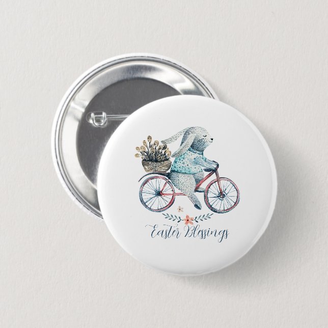 Cute Påskhare på Bike Knapp (Framsida & baksida)