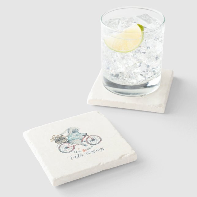 Cute Påskhare på Bike Stenunderlägg (Sidan)