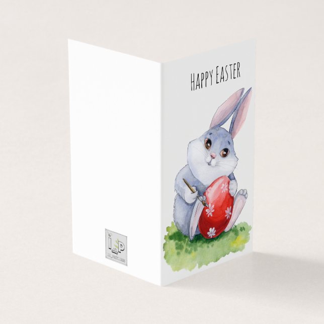Cute Påskhare Painting Egg Helgdag Card Kort (Utsida)