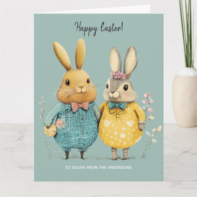 Cute Påskhare par Kort (Framsida)