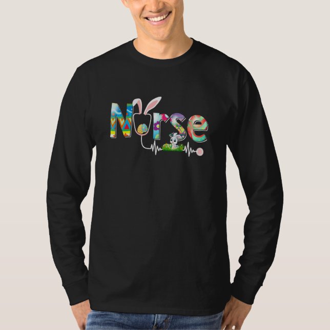 Cute Påskhare Påsk Nurse Roligt Påsk För manar T Shirt (Framsida)