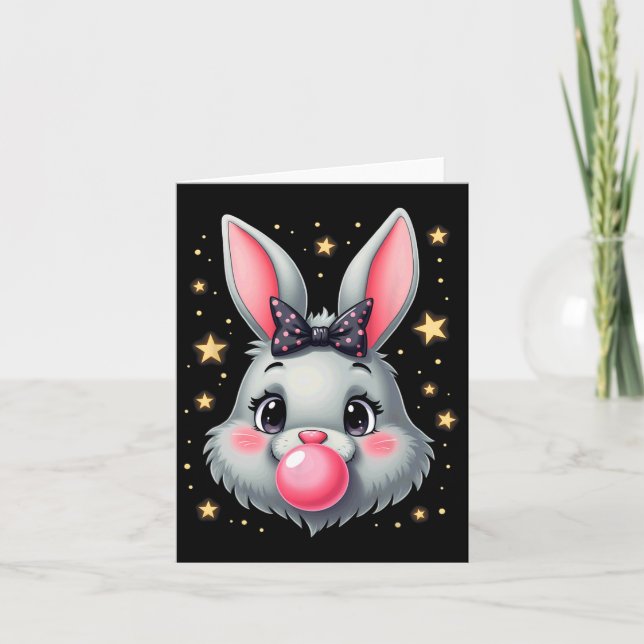 Cute Påskhare Rabbit Bubble Gum 2 Kort (Framsida)