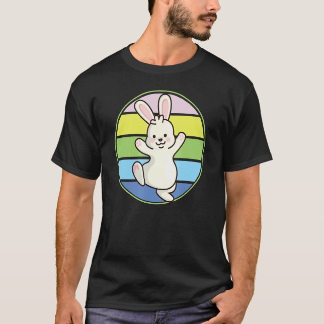 Cute Påskhare Retro Pastel Färg Adsible Rab T Shirt (Framsida)