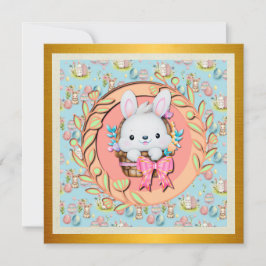 Cute Påskhare Sitta i Basket Inbjudningar