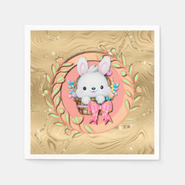 Cute Påskhare Sitta i Basket Pappersservett