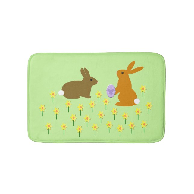 Cute Påskhares and Daffodils Badrumsmatta (Framsidan)