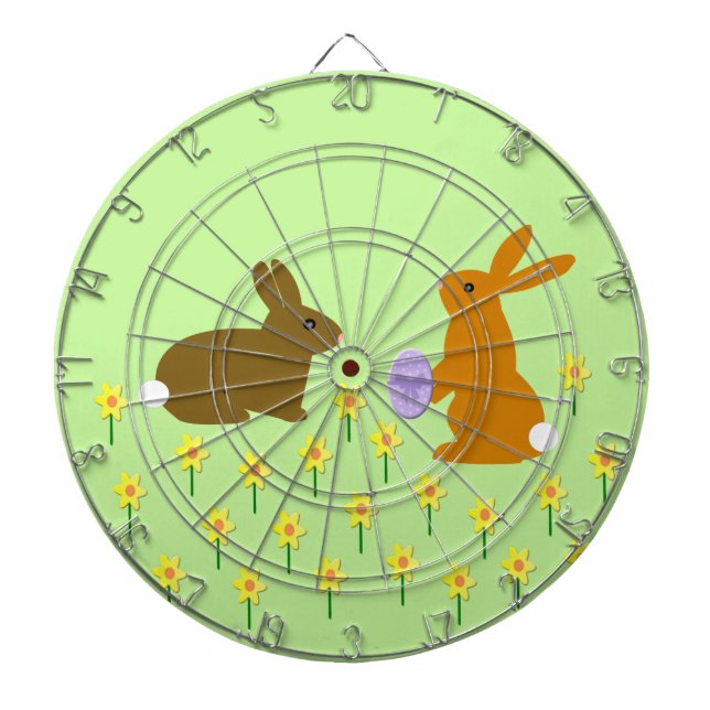 Cute Påskhares and Daffodils Dart Board Darttavla (Framsidan)