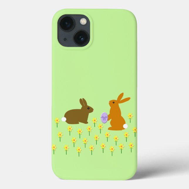 Cute Påskhares and Daffodils Fodral-Mate iPhone (Baksida)