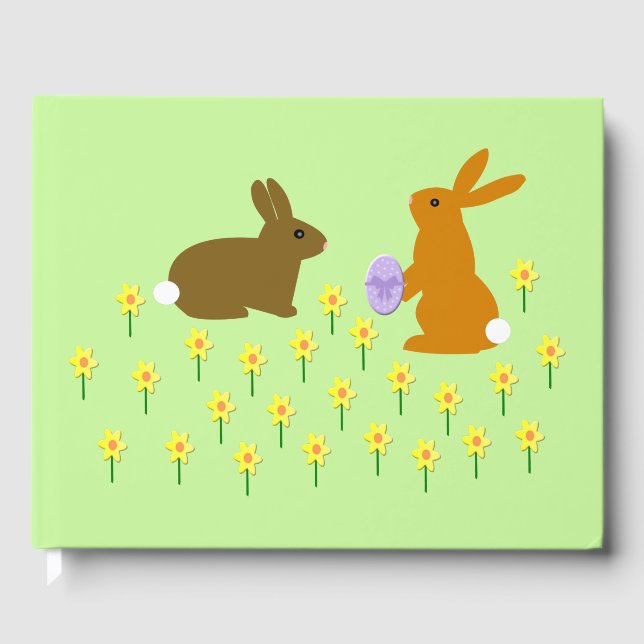 Cute Påskhares and Daffodils Gästböcker (Framsida)