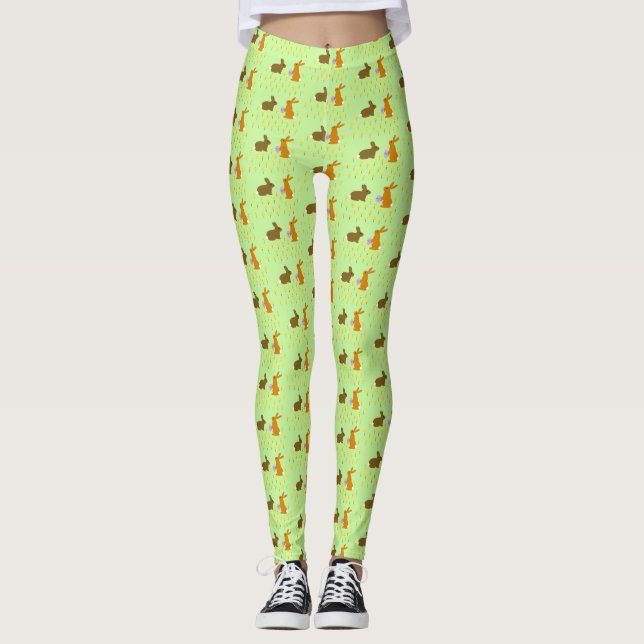 Cute Påskhares and Daffodils Leggings (Framsida)