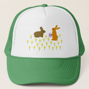 Cute Påskhares and Daffodils Truckerkeps