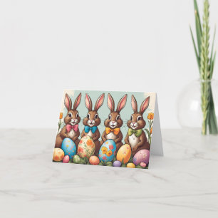 Cute Påskhares on Egg Hunt Helgkort