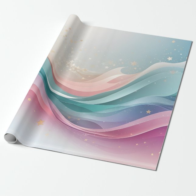 Cute Pastal med stjärna Presentpapper (Utrullad)