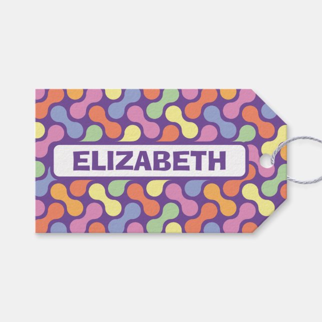 Cute Pastel Abstrakt Candy Blob Mönster Presentetikett (Framsidan (Horisontell))