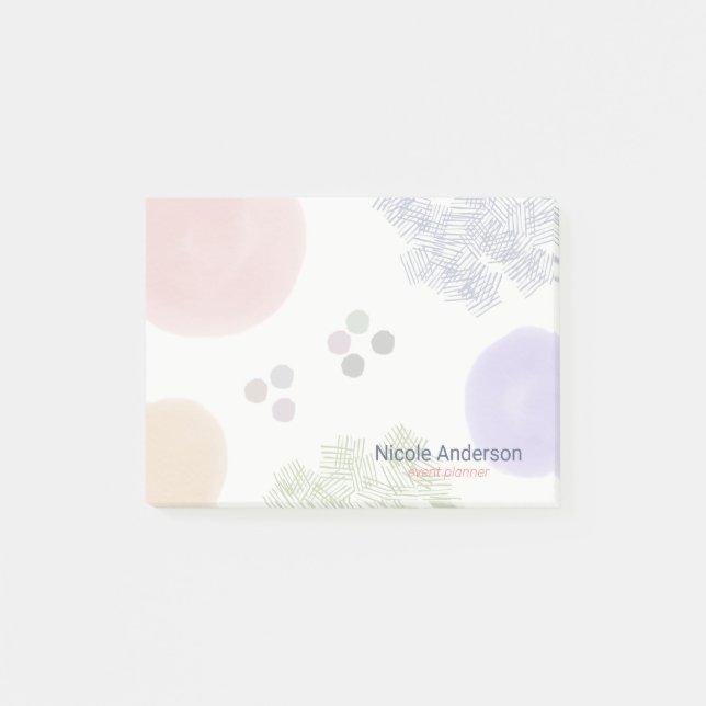 Cute Pastel Abstrakt Penseldrag Post-it Block (Framsida)