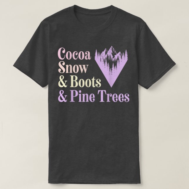 Cute Pastel Aesthetic Winter Cocoa Boots Snö och T Shirt (Design framsida)