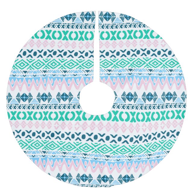 Cute pastel art mönster julgransmatta borstad polyester (Framsidan)