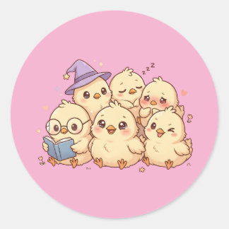Cute Pastel Baby Chicks Sticker Sheet Runt Klistermärke