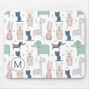 Cute Pastel Baby djur Mönster Musmatta