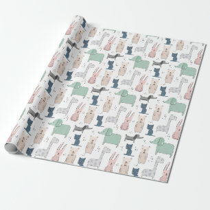 Cute Pastel Baby djur Mönster Presentpapper