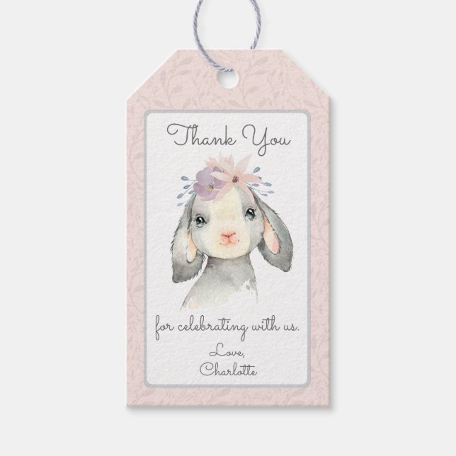 Cute Pastel Baby Lamb Tack Presentetikett (Framsidan)