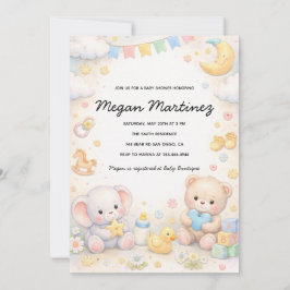 Cute Pastel Baby Shower Invitation Template Inbjudningar