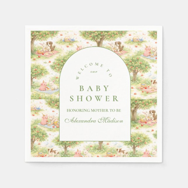 Cute Pastel Barnyard Celebration Baby Shower Pappersservett (Framsidan)