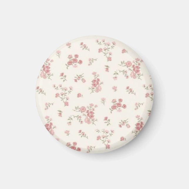 Cute Pastel Blommigt Magnet - Mjuk Rosa Flower Des (Framsidan)