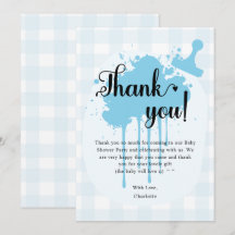 Cute Pastel Blue Gingham Baby Shower