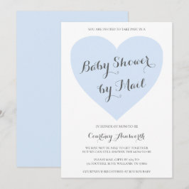 Cute Pastel Blue Heart Boy Shower by Mail Inbjudningar