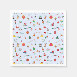 Cute pastel blue jul-dekorationen party pappersservett